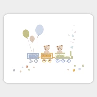 Teddy bears with train Sticker